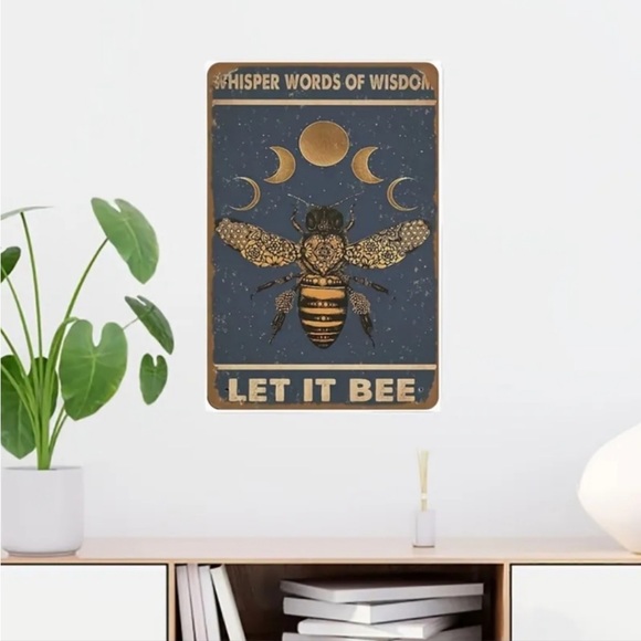 NWT Let It Bee Metal Tin Vintage Inspired 7.9” x 11.9” Weatherproof Decor Sign - Picture 3 of 6